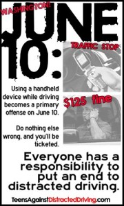 By June tenth you may not talk on the phone and drive, poster.